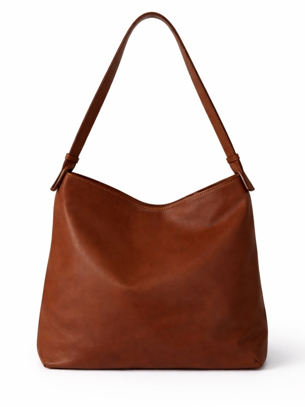 Ann Taylor Cognac Brown Leather Hobo Shoulder Bag Soft Slouch Everyday Purse - Picture 12 of 13